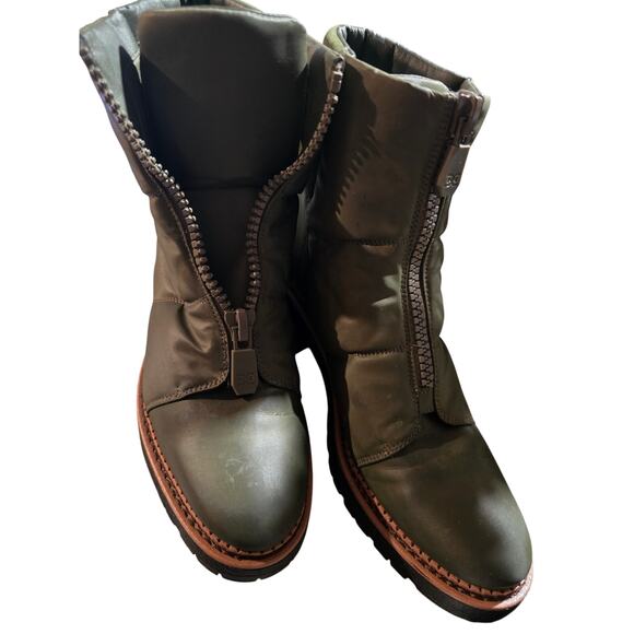 Sam Edelman Womens 8.5M Olive Green Jalissa Leather/Nylon Puffer Boots - Picture 1 of 7